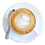 Flat White Coffee in White Cup with Saucer